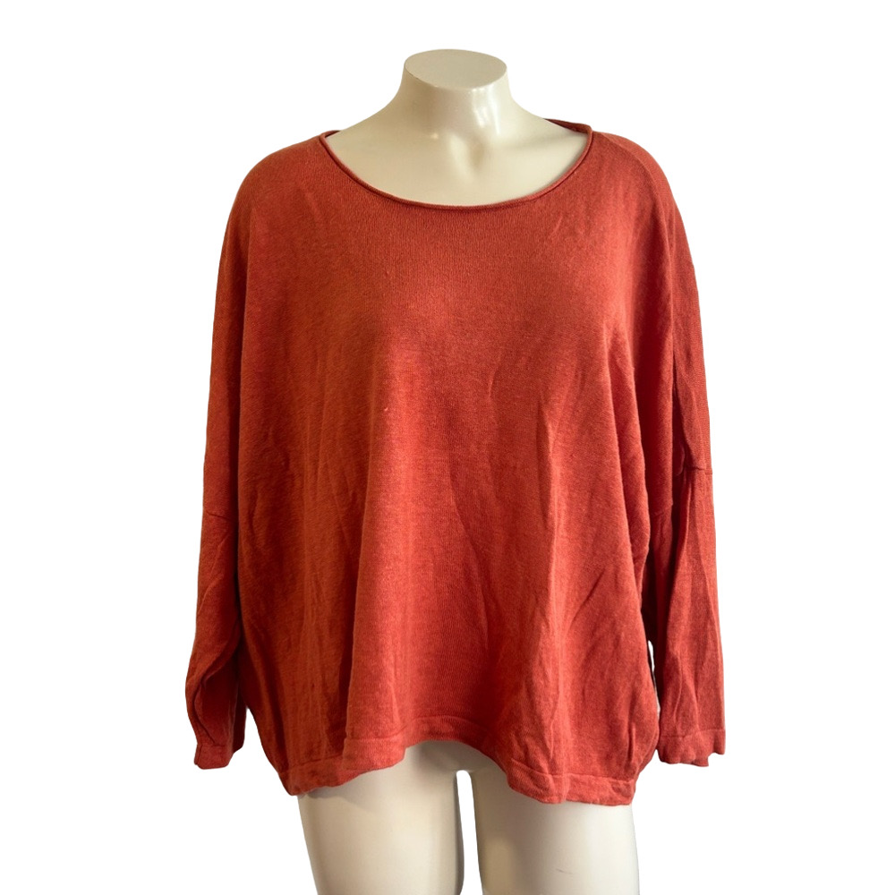 EILEEN FISHER orange boxy 100% organic line sweater L /XL